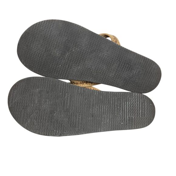 Rainbow Sandals Las Flores Women's Sz 6.5 -7.5 Brown Leather Floral Etching - Picture 10 of 13